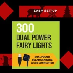 Stockhom Christmas Lights Solar USB Fairy Lights 300 LEDs Multi Colour Garden -Christmas Lights Store 257003 2384393 F