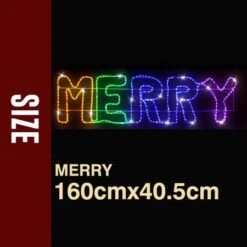 Stockholm Christmas Lights Motif LED Ropelight MERRY CHRISTMAS Rainbow Outdoor
