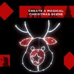 Stockholm Christmas Lights Motif LED Ropelight Reindeer Head Red White LEDs -Christmas Lights Store 257021 2384969 F