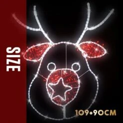 Stockholm Christmas Lights Motif LED Ropelight Reindeer Head Red White LEDs -Christmas Lights Store 257021 2384971 F