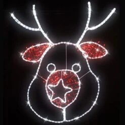 Stockholm Christmas Lights Motif LED Ropelight Reindeer Head Red White LEDs -Christmas Lights Store 257021 2384977 F