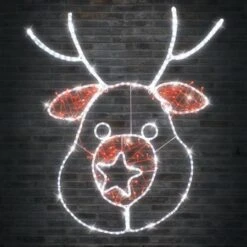 Stockholm Christmas Lights Motif LED Ropelight Reindeer Head Red White LEDs -Christmas Lights Store 257021 2384979 F