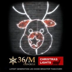 Stockholm Christmas Lights Motif LED Ropelight Reindeer Head Red White LEDs -Christmas Lights Store 257021 2384985 F