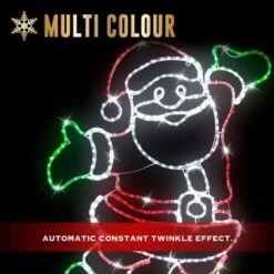 Stockholm Christmas Lights Motif LED Ropelight Happy Santa Twinkle Multi Colour -Christmas Lights Store 257025 2385003 F