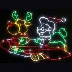 Stockholm Christmas Lights Motif LED Ropelight Santa Reindeer In Rocket Indoor