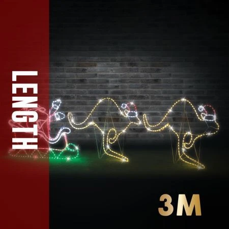 Stockholm Christmas Lights Motif LED Ropelight Santa Sleigh 2 Kangroos Outdoor 6 Stockholm Christmas Lights Motif LED Ropelight Santa Sleigh 2 Kangroos Outdoor - Image 6