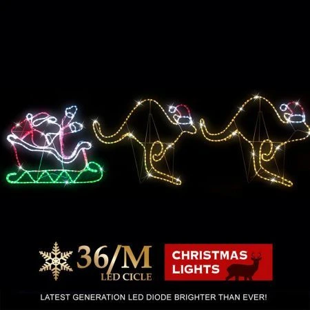 Stockholm Christmas Lights Motif LED Ropelight Santa Sleigh 2 Kangroos Outdoor 4 Stockholm Christmas Lights Motif LED Ropelight Santa Sleigh 2 Kangroos Outdoor - Image 4