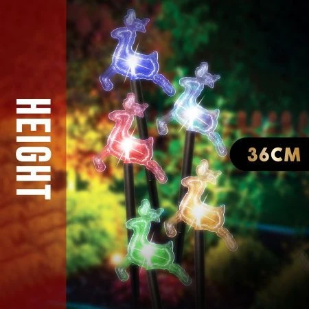 Stockholm Christmas Lights Solar Path Light Reindeer 5pc Multi Colour LEDs Home 1 Stockholm Christmas Lights Solar Path Light Reindeer 5pc Multi Colour LEDs Home