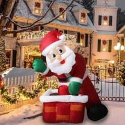 Santaco Inflatable Christmas Decor Santa Chimney 1.2M LED Lights Xmas Party -Christmas Lights Store 257193 2112469 F