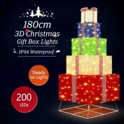 180cm Colourful Lighted Gift Box Christmas Present LED Light Xmas Home Garden Holiday Decoration