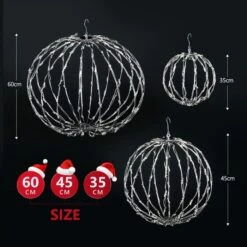 Set Of 3 Christmas RGB LED Light Balls Lighted Multicolour Spheres Xmas Decoration With Remote -Christmas Lights Store 257275 2113651 HD