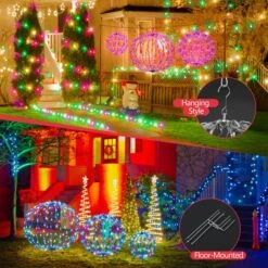Set Of 3 Christmas RGB LED Light Balls Lighted Multicolour Spheres Xmas Decoration With Remote -Christmas Lights Store 257275 2113671 HD