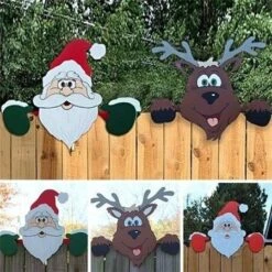 2 Pieces Home Decor Christmas Garden Ornaments Fence Penguin Elk Santa Claus -Christmas Lights Store 258431 2126643 F