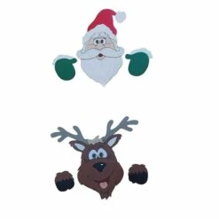 2 Pieces Home Decor Christmas Garden Ornaments Fence Penguin Elk Santa Claus -Christmas Lights Store 258431 2126645 HD