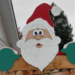 2 Pieces Home Decor Christmas Garden Ornaments Fence Penguin Elk Santa Claus -Christmas Lights Store 258431 2126647 F