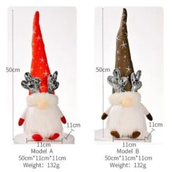 Christmas Gnomes Decorations With LED Light, 2 Pack Handmade Gnomes, Lighted Santa Elf Plush Table Ornaments RED And BROWN -Christmas Lights Store 258455 2127117 F