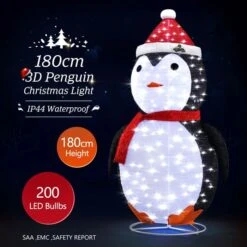 3D Christmas Lights Xmas Penguin LED Lighted Holiday Ornaments Outdoor Decorations 180CM -Christmas Lights Store 258773 2143209 HD