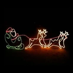 Christmas Santa Sleigh With 4 Reindeer Xmas Light Display Outdoor Decoration -Christmas Lights Store 258779 2143223 F
