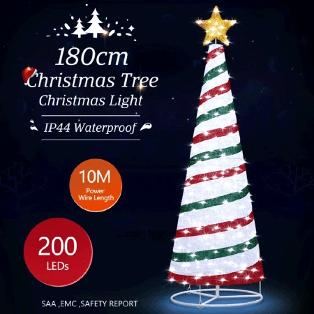 180CM Christmas Tree 3D Ribbon Xmas 200 LED Light Decorations Ornaments Indoor Outdoor 1 180CM Christmas Tree 3D Ribbon Xmas 200 LED Light Decorations Ornaments Indoor Outdoor