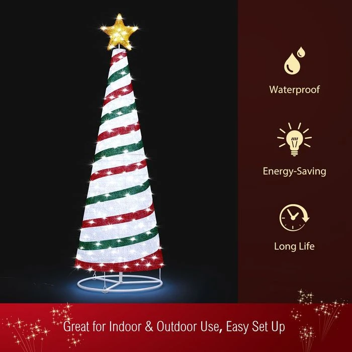 180CM Christmas Tree 3D Ribbon Xmas 200 LED Light Decorations Ornaments Indoor Outdoor 9 180CM Christmas Tree 3D Ribbon Xmas 200 LED Light Decorations Ornaments Indoor Outdoor - Image 9
