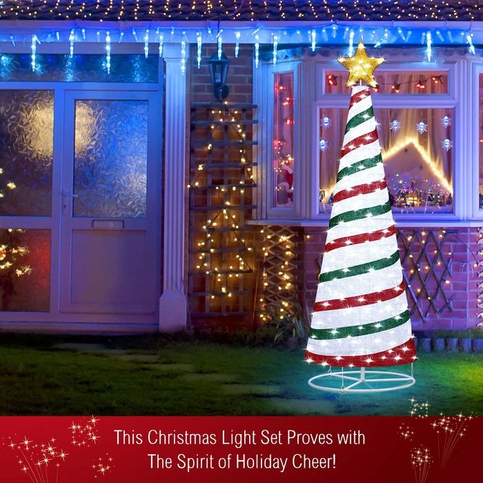 180CM Christmas Tree 3D Ribbon Xmas 200 LED Light Decorations Ornaments Indoor Outdoor 8 180CM Christmas Tree 3D Ribbon Xmas 200 LED Light Decorations Ornaments Indoor Outdoor - Image 8