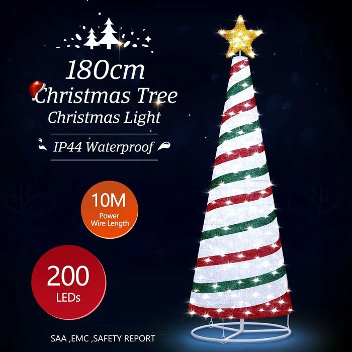 180CM Christmas Tree 3D Ribbon Xmas 200 LED Light Decorations Ornaments Indoor Outdoor 7 180CM Christmas Tree 3D Ribbon Xmas 200 LED Light Decorations Ornaments Indoor Outdoor - Image 7