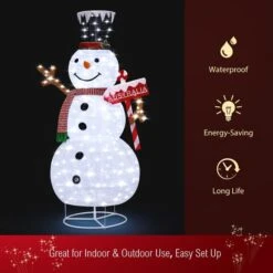 180CM 3D Christmas Snowman 200 LED Light Outdoor Xmas Decorations Ornaments -Christmas Lights Store 258811 2143381 HD
