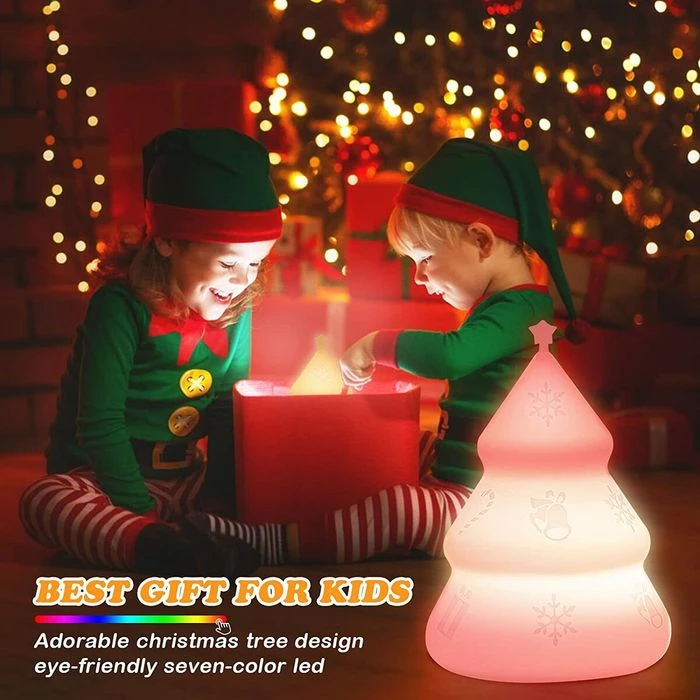 Children's Room Night Light Christmas Tree Lamp With 7 LED Color-changing Rechargeable Lamp Portable Silicone Night Light Christmas Birthday Gift 1 Children's Room Night Light Christmas Tree Lamp With 7 LED Color-changing Rechargeable Lamp Portable Silicone Night Light Christmas Birthday Gift