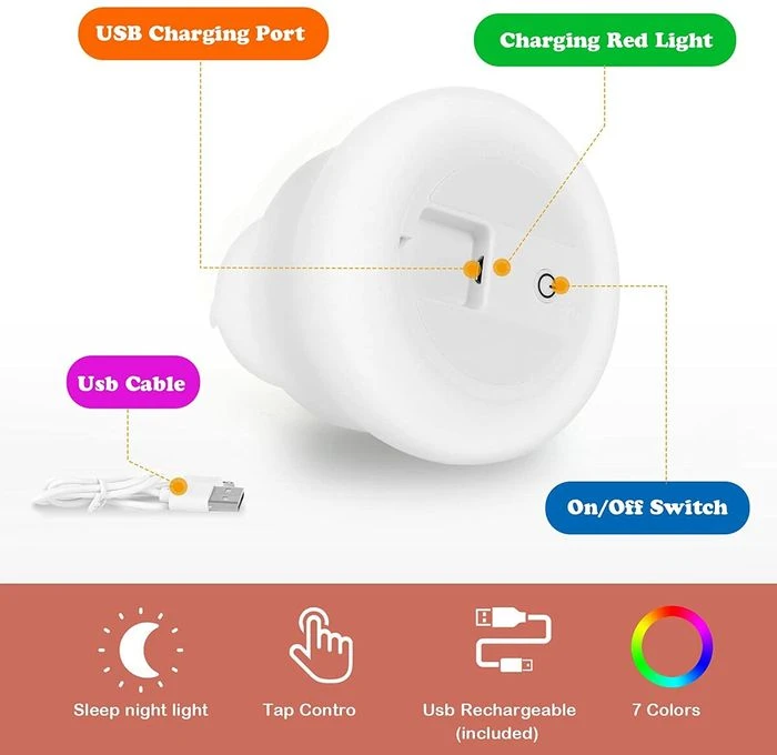 Children's Room Night Light Christmas Tree Lamp With 7 LED Color-changing Rechargeable Lamp Portable Silicone Night Light Christmas Birthday Gift 3 Children's Room Night Light Christmas Tree Lamp With 7 LED Color-changing Rechargeable Lamp Portable Silicone Night Light Christmas Birthday Gift - Image 3