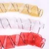 Christmas Decorations Double Layer Satin Ribbons For Crafts, 3 PCS Christmas Tree Decoration Warm LED Light Ribbon, Gold Silver Red, 6.3cm X 2m