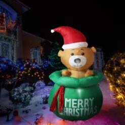 Santaco Inflatable Christmas Decorations Bubbly Bear 1.5M LED Lights Xmas Party -Christmas Lights Store 260017 2143035 F