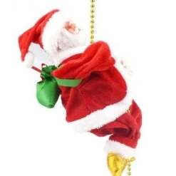 Animated Musical Santa Climbing The Rope Toys Doll Christmas Ornament For Party Home Door Wall Decoration
