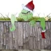 Grinch Christmas Decoration Yard Fence Peeker Yard Art Ornaments Christmas PVC Wall Signs