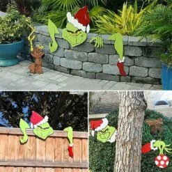 Grinch Christmas Decoration Yard Fence Peeker Yard Art Ornaments Christmas PVC Wall Signs -Christmas Lights Store 260089 2144979 HD