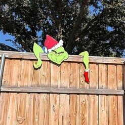 Grinch Christmas Decoration Yard Fence Peeker Yard Art Ornaments Christmas PVC Wall Signs -Christmas Lights Store 260089 2144981 F