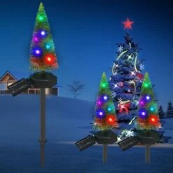 LED Solar Lawn Light Snowflake Christmas Tree Lamps Ground Plug Outdoor Courtyard Landscape Lighting Color -Christmas Lights Store 260097 2145391 F