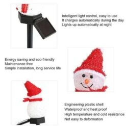 Snowman Solar Powered Garden EVA Light Christmas Decoration Lights Waterproof In Red Hat -Christmas Lights Store 260101 2145437 F