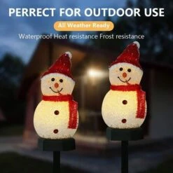 Snowman Solar Powered Garden EVA Light Christmas Decoration Lights Waterproof In Red Hat -Christmas Lights Store 260101 2145439 F