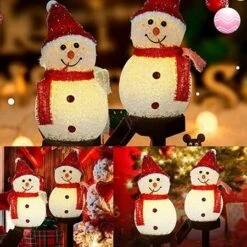 Snowman Solar Powered Garden EVA Light Christmas Decoration Lights Waterproof In Red Hat -Christmas Lights Store 260101 2145443 F
