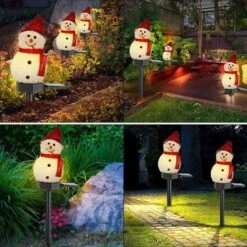 Snowman Solar Powered Garden EVA Light Christmas Decoration Lights Waterproof In Red Hat -Christmas Lights Store 260101 2145447 F