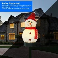 Snowman Solar Powered Garden EVA Light Christmas Decoration Lights Waterproof In Red Hat -Christmas Lights Store 260101 2145449 F