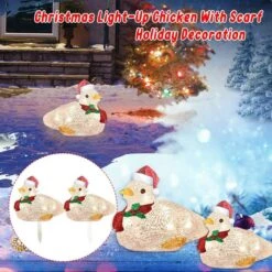 2021 Newest Scarf Duck Stake Lights Christmas Decoration, LED Acrylic Duck Christmas Ornaments Light Up Duck With Scarf Holiday Decoration 22*27cm