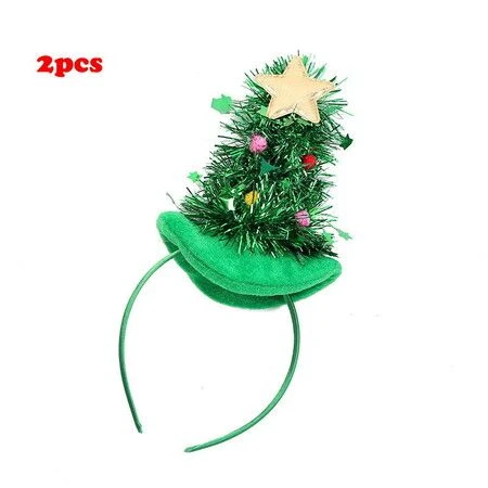 2PCS Christmas Tree Headband Santa Headwear 1 2PCS Christmas Tree Headband Santa Headwear