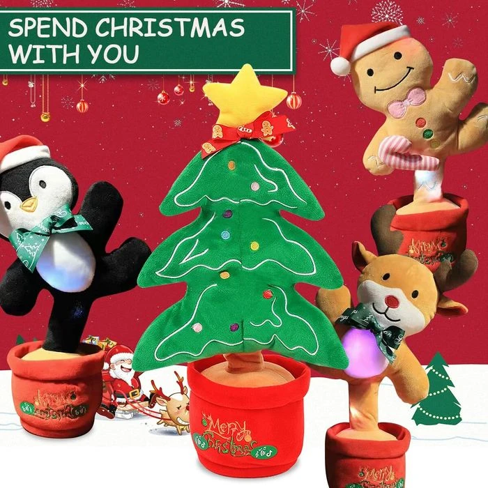 Electronic Dancing Chirstmas Tree Plush Toy For Baby,Talking Dancing Singing Mimicking Repeating Chirstmas Toy For Best Gift For Kids And Home Ornament (Christmas Deer) 2 Electronic Dancing Chirstmas Tree Plush Toy For Baby,Talking Dancing Singing Mimicking Repeating Chirstmas Toy For Best Gift For Kids And Home Ornament (Christmas Deer) - Image 2