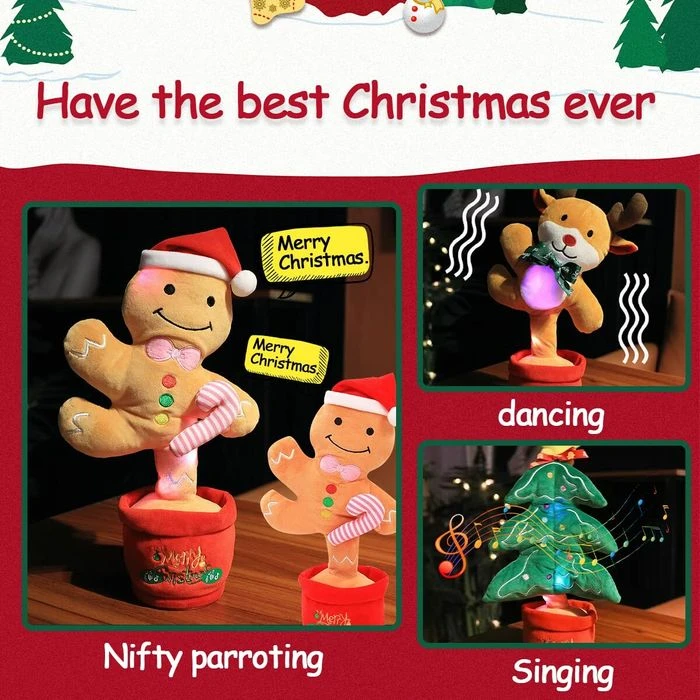 Electronic Dancing Chirstmas Tree Plush Toy For Baby,Talking Dancing Singing Mimicking Repeating Chirstmas Toy For Best Gift For Kids And Home Ornament (Christmas Deer) 3 Electronic Dancing Chirstmas Tree Plush Toy For Baby,Talking Dancing Singing Mimicking Repeating Chirstmas Toy For Best Gift For Kids And Home Ornament (Christmas Deer) - Image 3