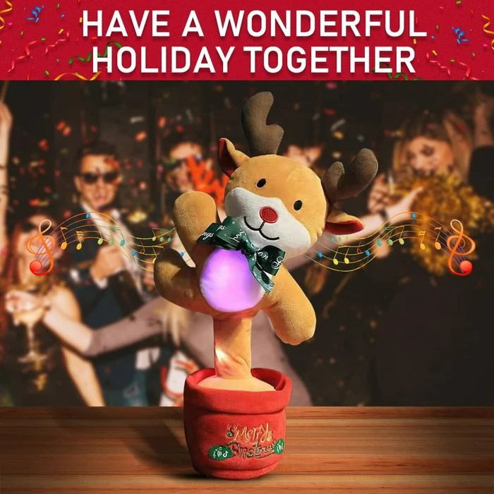 Electronic Dancing Chirstmas Tree Plush Toy For Baby,Talking Dancing Singing Mimicking Repeating Chirstmas Toy For Best Gift For Kids And Home Ornament (Christmas Deer) 7 Electronic Dancing Chirstmas Tree Plush Toy For Baby,Talking Dancing Singing Mimicking Repeating Chirstmas Toy For Best Gift For Kids And Home Ornament (Christmas Deer) - Image 7