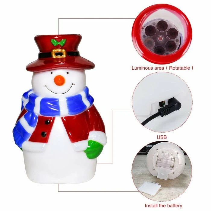 Christmas Snowman Projector Lights, Decorative Projection Lamp With Snowflake, Snowman,Tree, Ball Patterns For Night Decoration Xmas Party 2 Christmas Snowman Projector Lights, Decorative Projection Lamp With Snowflake, Snowman,Tree, Ball Patterns For Night Decoration Xmas Party - Image 2