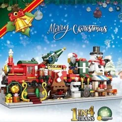 Christmas-themed Street View Children's Building Blocks With Small Bricks, Train Building Blocks Model With Light -Christmas Lights Store 262069 2162031 F