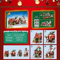 Christmas-themed Street View Children's Building Blocks With Small Bricks, Train Building Blocks Model With Light -Christmas Lights Store 262069 2162033 F