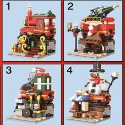 Christmas-themed Street View Children's Building Blocks With Small Bricks, Train Building Blocks Model With Light -Christmas Lights Store 262069 2162035 F